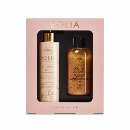 EOLIA COSMETICS - GIFT BOX BODY LOTION CHOCOLATE SALTED CARAMEL & BODY OIL GEL SCRUB GOLD ORCHID - Lueur Skincare and more